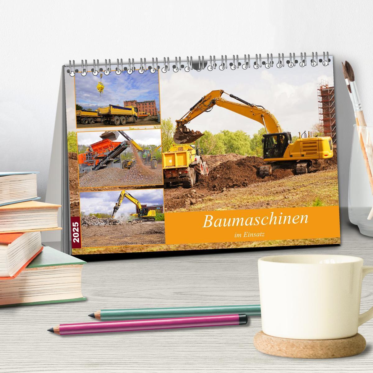 Bild: 9783383998478 | Baumaschinen im Einsatz (Tischkalender 2025 DIN A5 quer), CALVENDO...