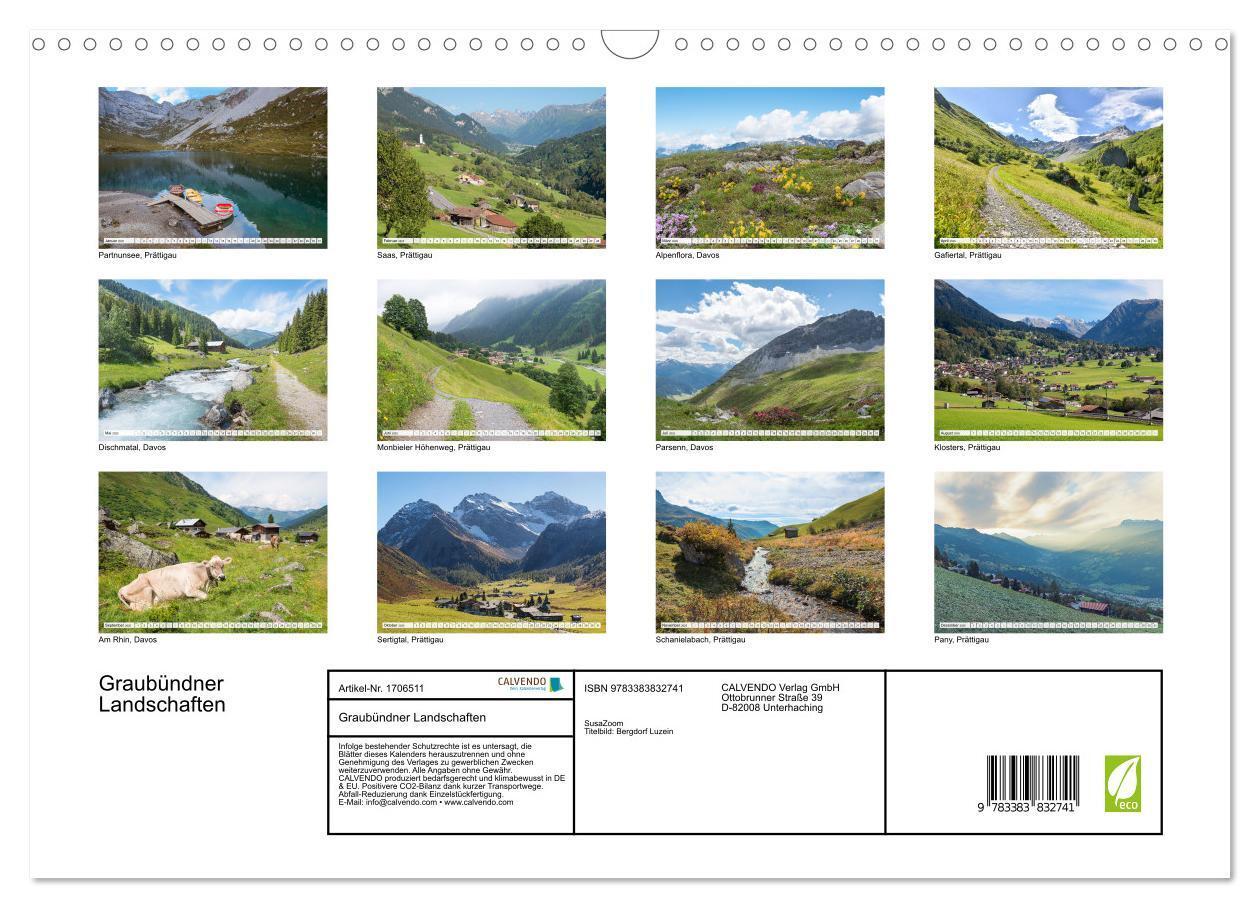 Bild: 9783383832741 | Graubündner Landschaften (Wandkalender 2025 DIN A3 quer), CALVENDO...