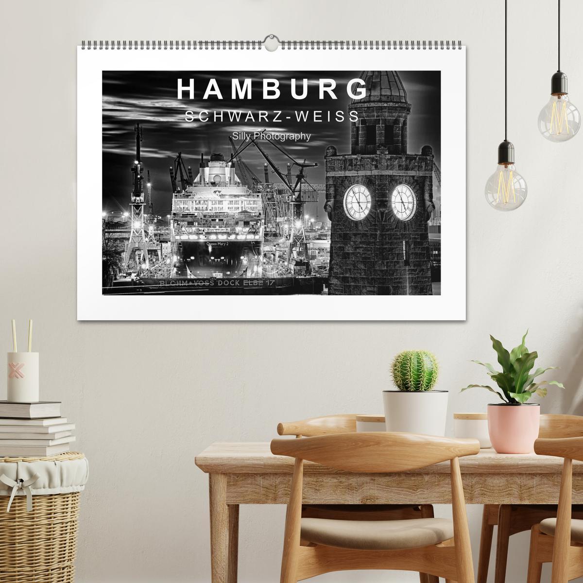 Bild: 9783435653164 | Hamburg in schwarz-weiss (Wandkalender 2025 DIN A2 quer), CALVENDO...