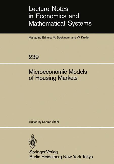 Cover: 9783540151937 | Microeconomic Models of Housing Markets | Konrad Stahl | Taschenbuch