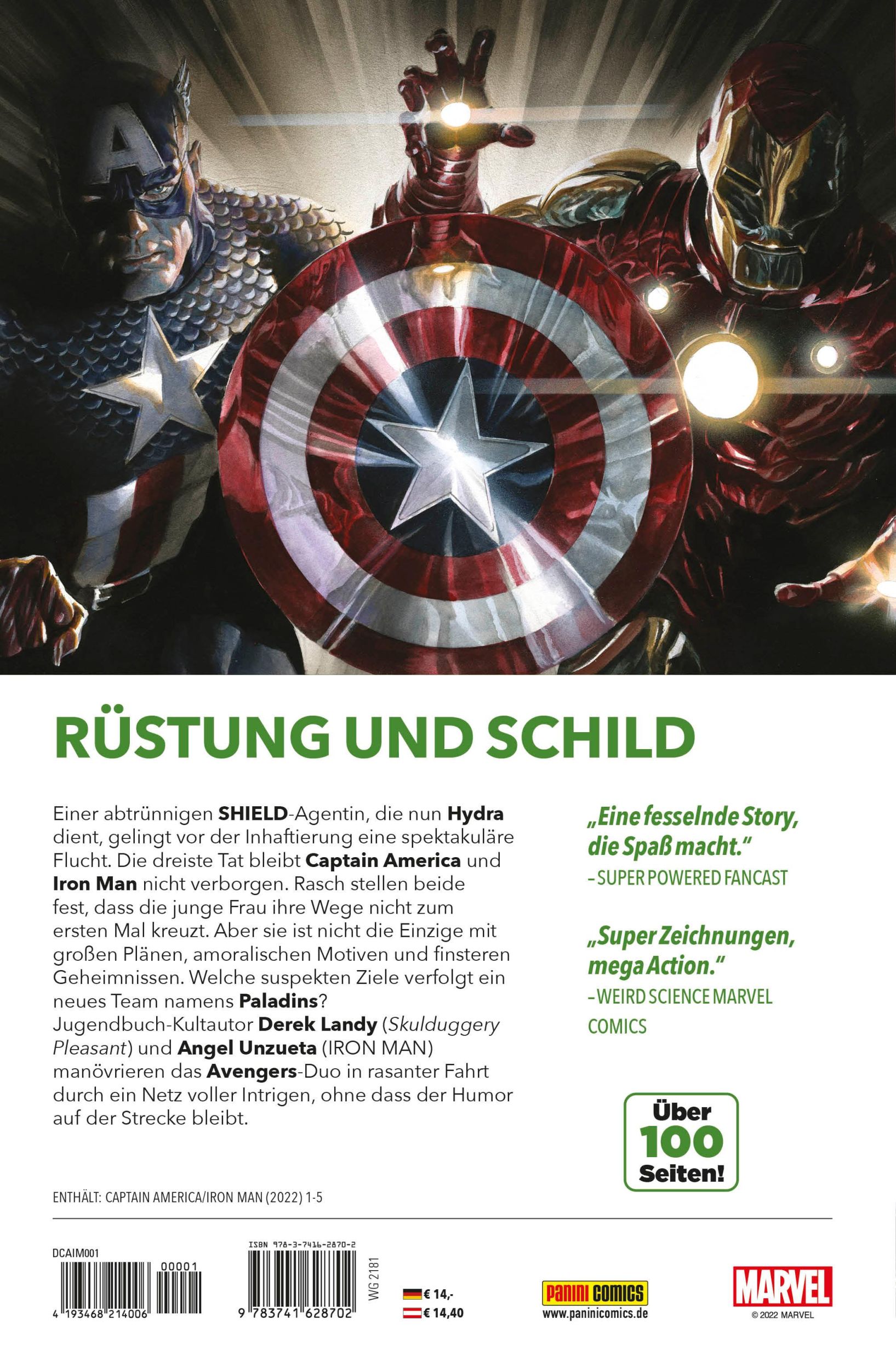 Rückseite: 9783741628702 | Captain America/Iron Man | Bd. 1: Schlangengrube | Derek Landy (u. a.)