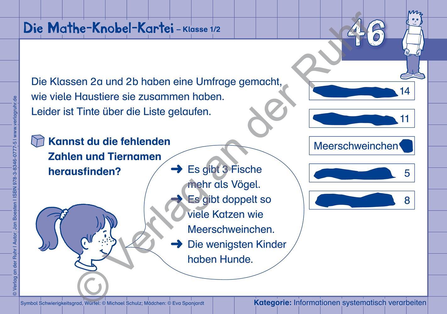 Bild: 9783834607775 | Die Mathe-Knobel-Kartei Klasse 1/2 | Jan Boesten | Taschenbuch | 47 S.