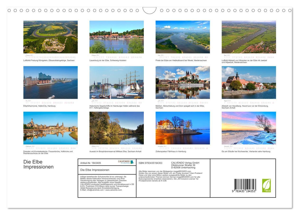 Bild: 9783435194353 | Die Elbe Impressionen (Wandkalender 2025 DIN A3 quer), CALVENDO...