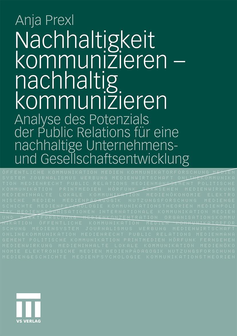 Cover: 9783531172453 | Nachhaltigkeit kommunizieren - nachhaltig kommunizieren | Anja Prexl