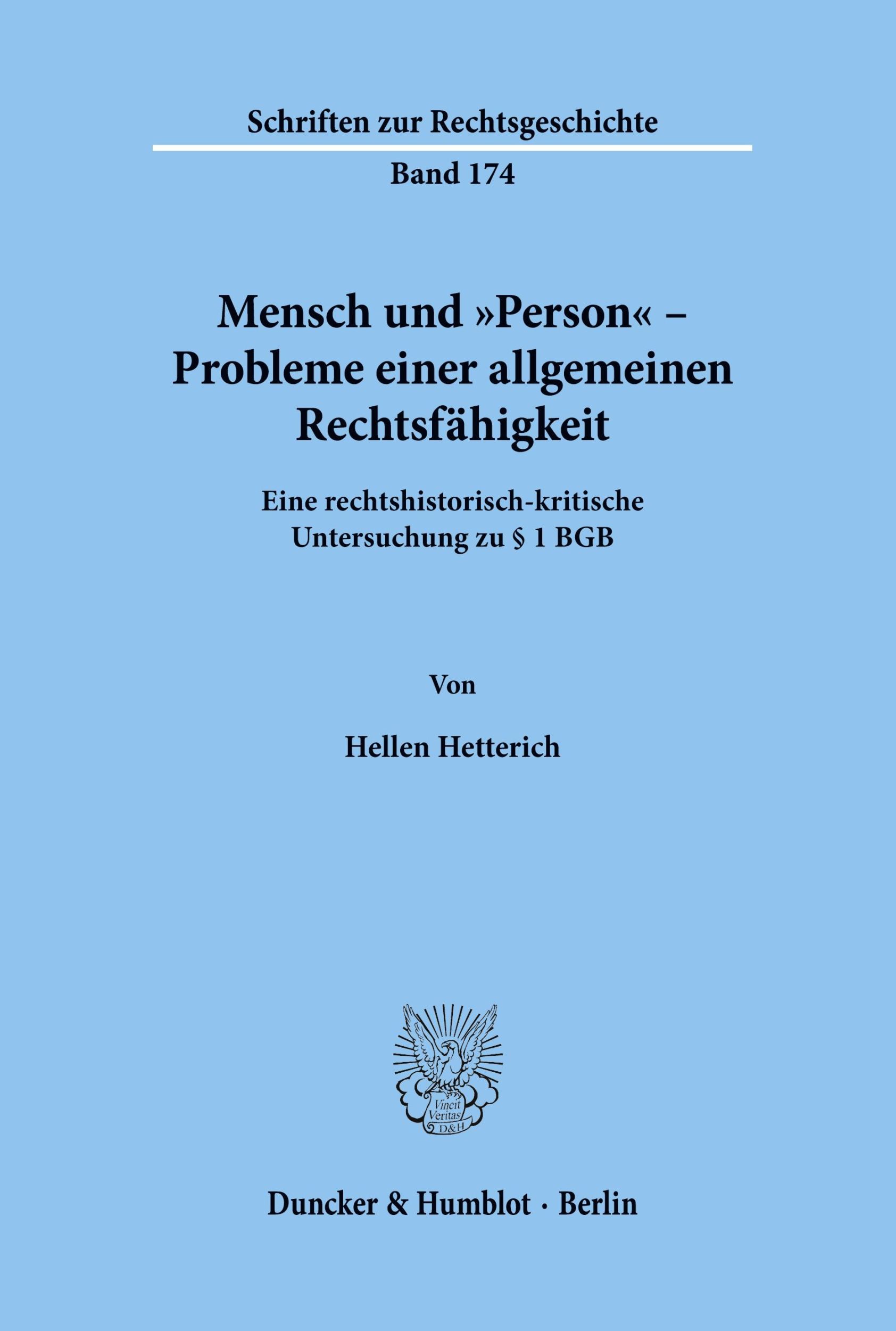 Cover: 9783428149094 | Mensch und "Person' - Probleme einer allgemeinen Rechtsfähigkeit.