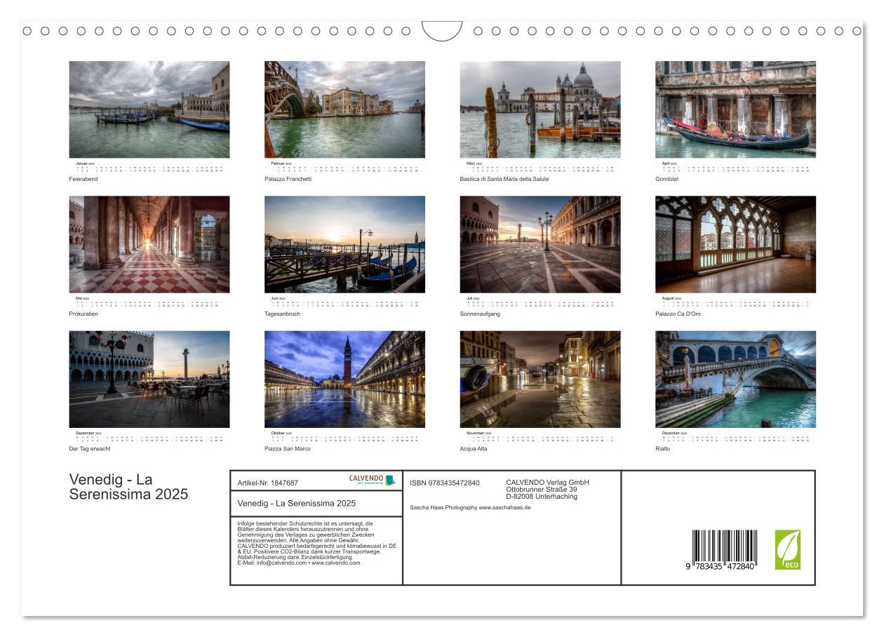 Bild: 9783435472840 | Venedig - La Serenissima 2025 (Wandkalender 2025 DIN A3 quer),...