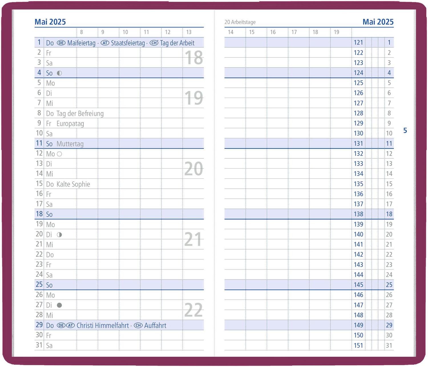 Bild: 4006928025602 | Taschenplaner rot 2025 - Bürokalender 9,5x16 cm - 32 Seiten - 1...