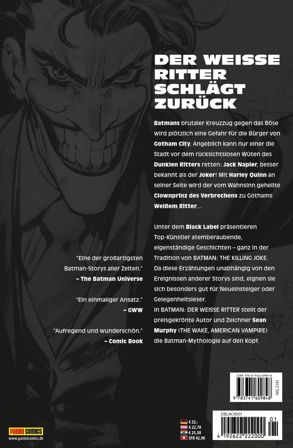 Rückseite: 9783741609848 | Batman: Der Weiße Ritter | Sean Murphy | Taschenbuch | 208 S. | 2019