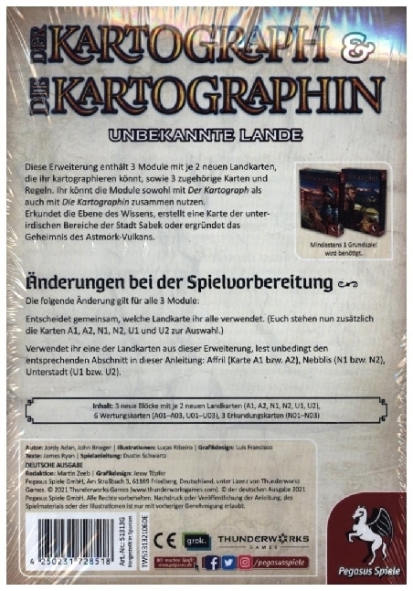 Cover: 4250231728518 | Der Kartograph: Unbekannte Lande [Erweiterung] | Spiel | Deutsch