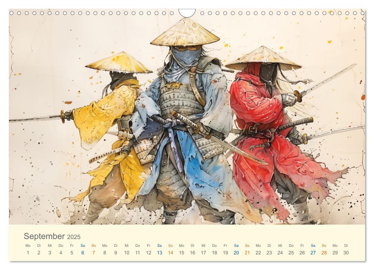 Bild: 9783457129913 | Samurai - whimsical inked style (Wandkalender 2025 DIN A3 quer),...