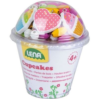 Cover: 4006942861002 | LENA® 32002 - Holzperlen Cupcakes, 200 Stck. in Hochdose, pink | 32002