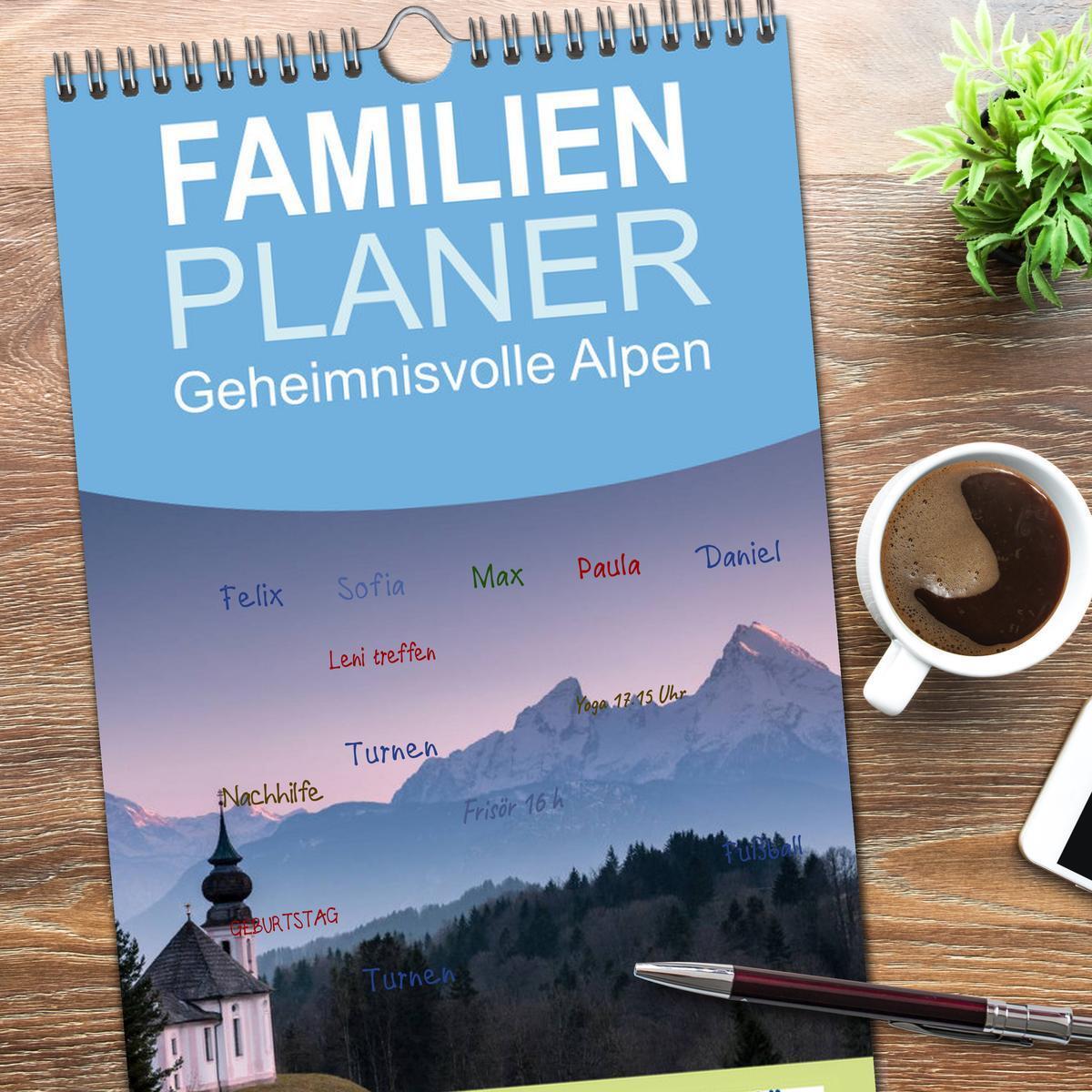 Bild: 9783457110560 | Familienplaner 2025 - Geheimnisvolle Alpen mit 5 Spalten...