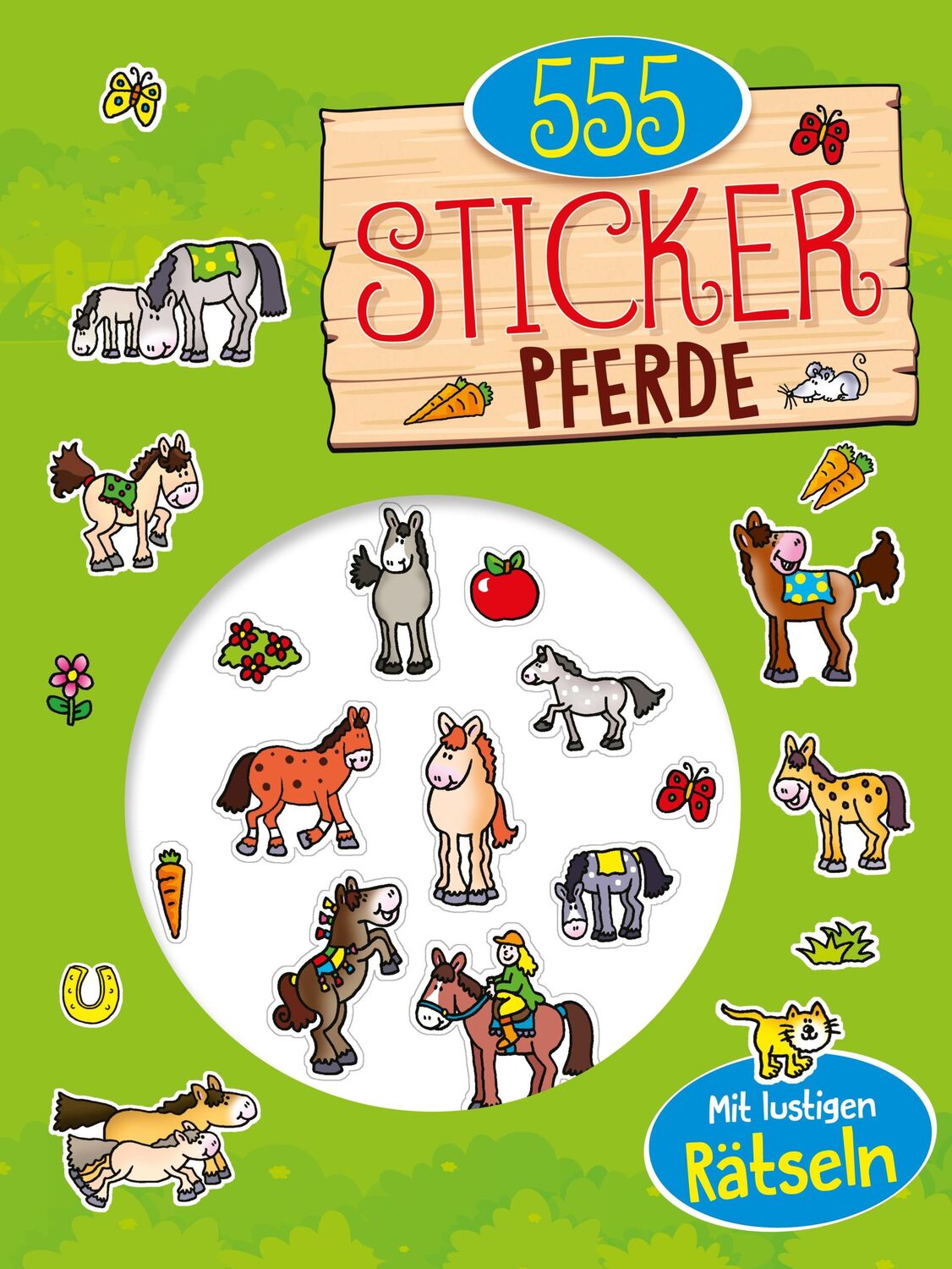 Cover: 9783849946319 | 555 Sticker Pferde | Mit lustigen Rätseln I Für Kinder ab 4 Jahren