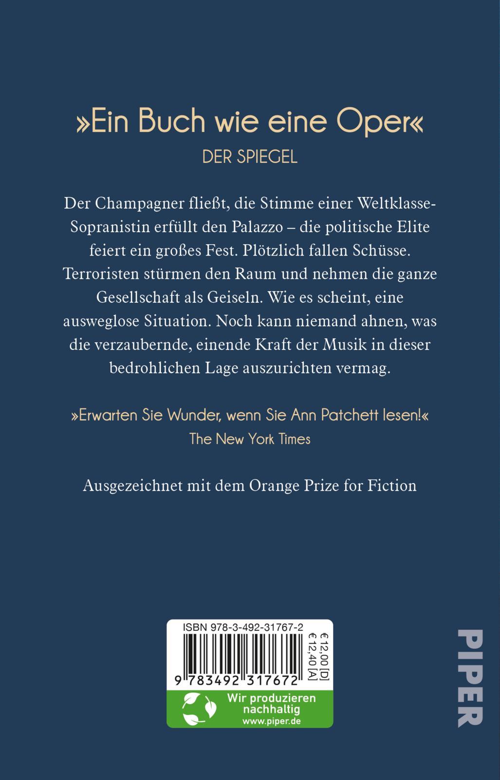 Rückseite: 9783492317672 | Bel Canto | Roman | Ann Patchett | Taschenbuch | 384 S. | Deutsch