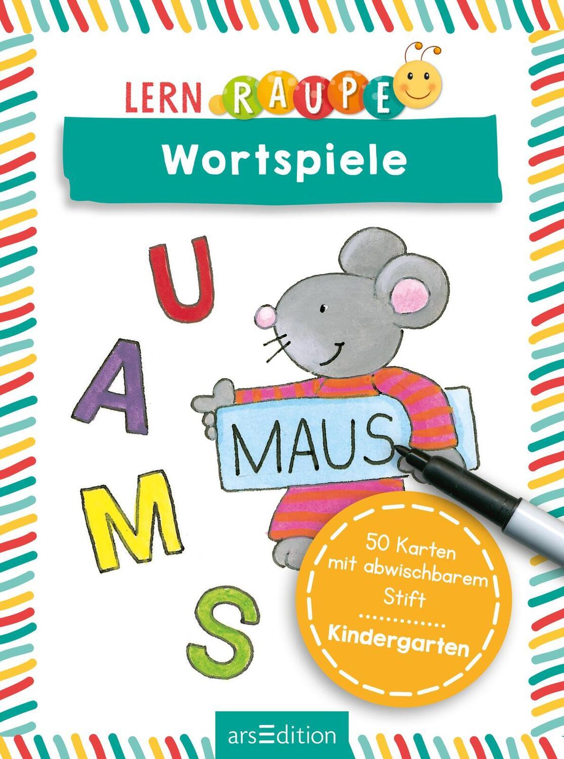 Bild: 9783845856032 | Lernraupe - Wortspiele | 50 Karten mit abwischbarem Stift | Buch