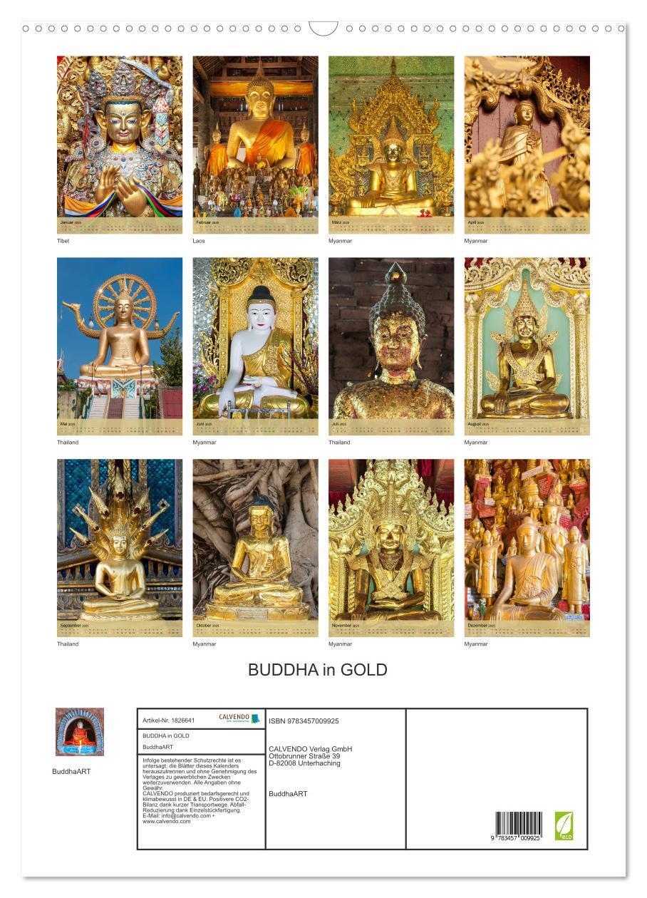 Bild: 9783457009925 | BUDDHA in GOLD (Wandkalender 2025 DIN A2 hoch), CALVENDO...