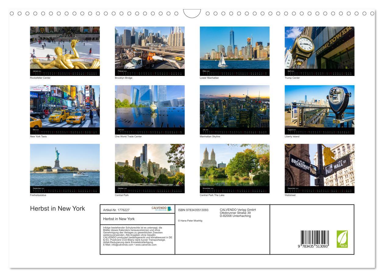 Bild: 9783435513093 | Herbst in New York (Wandkalender 2025 DIN A3 quer), CALVENDO...