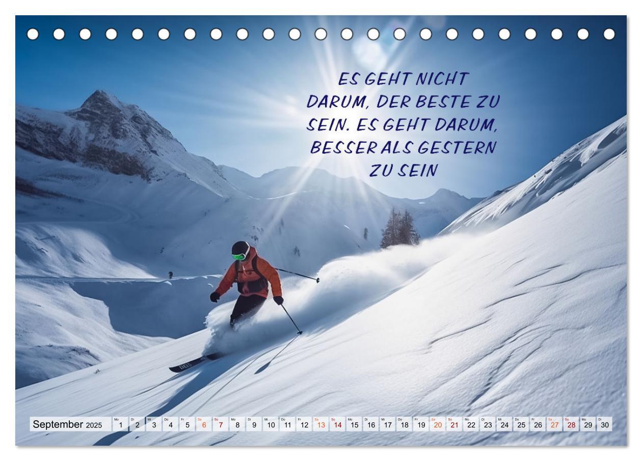 Bild: 9783383909009 | Motivation und Ski (Tischkalender 2025 DIN A5 quer), CALVENDO...