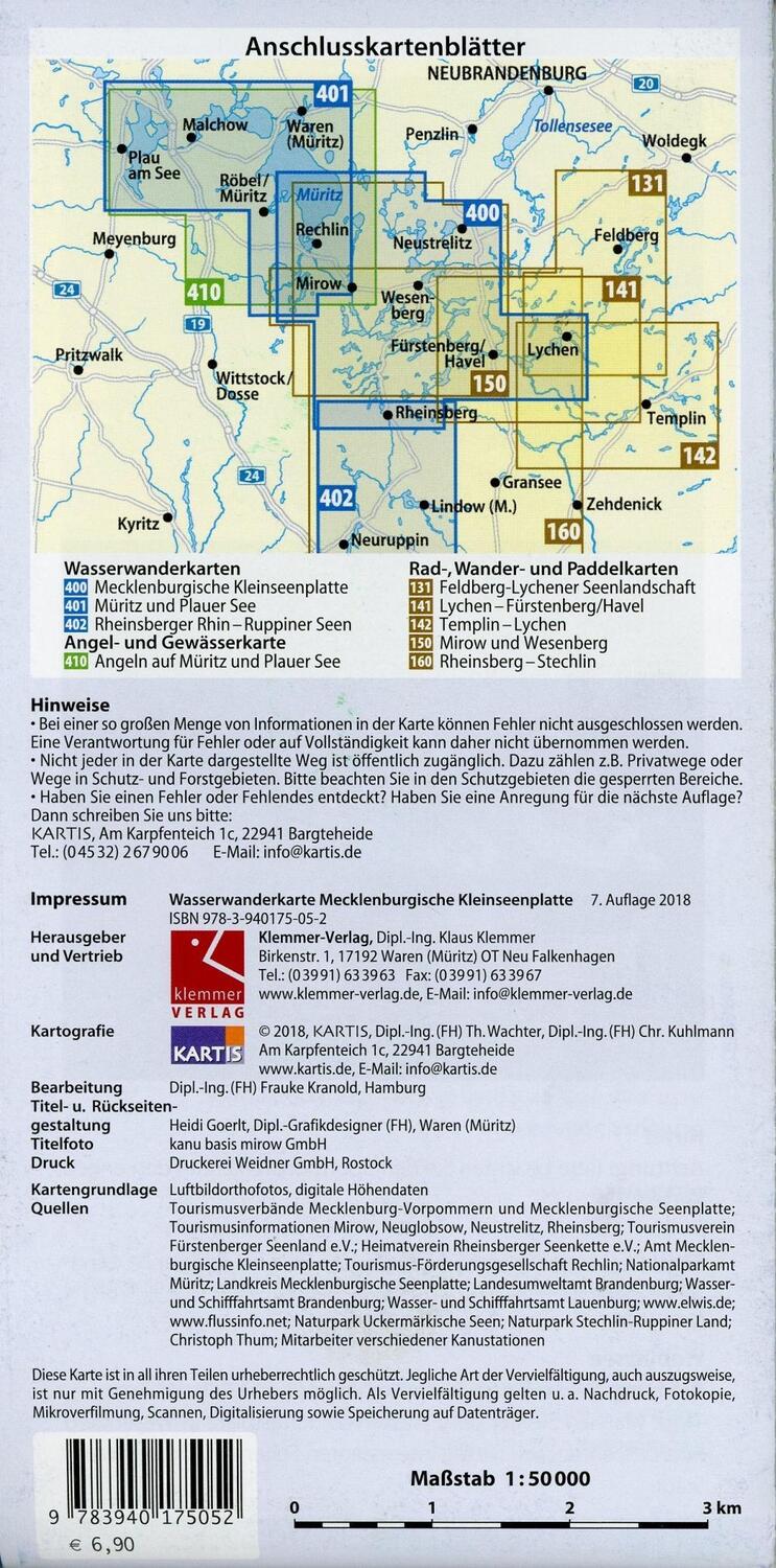 Bild: 9783940175052 | Wasserwanderkarte Mecklenburgische Kleinseenplatte 1 : 50 000 | 2022