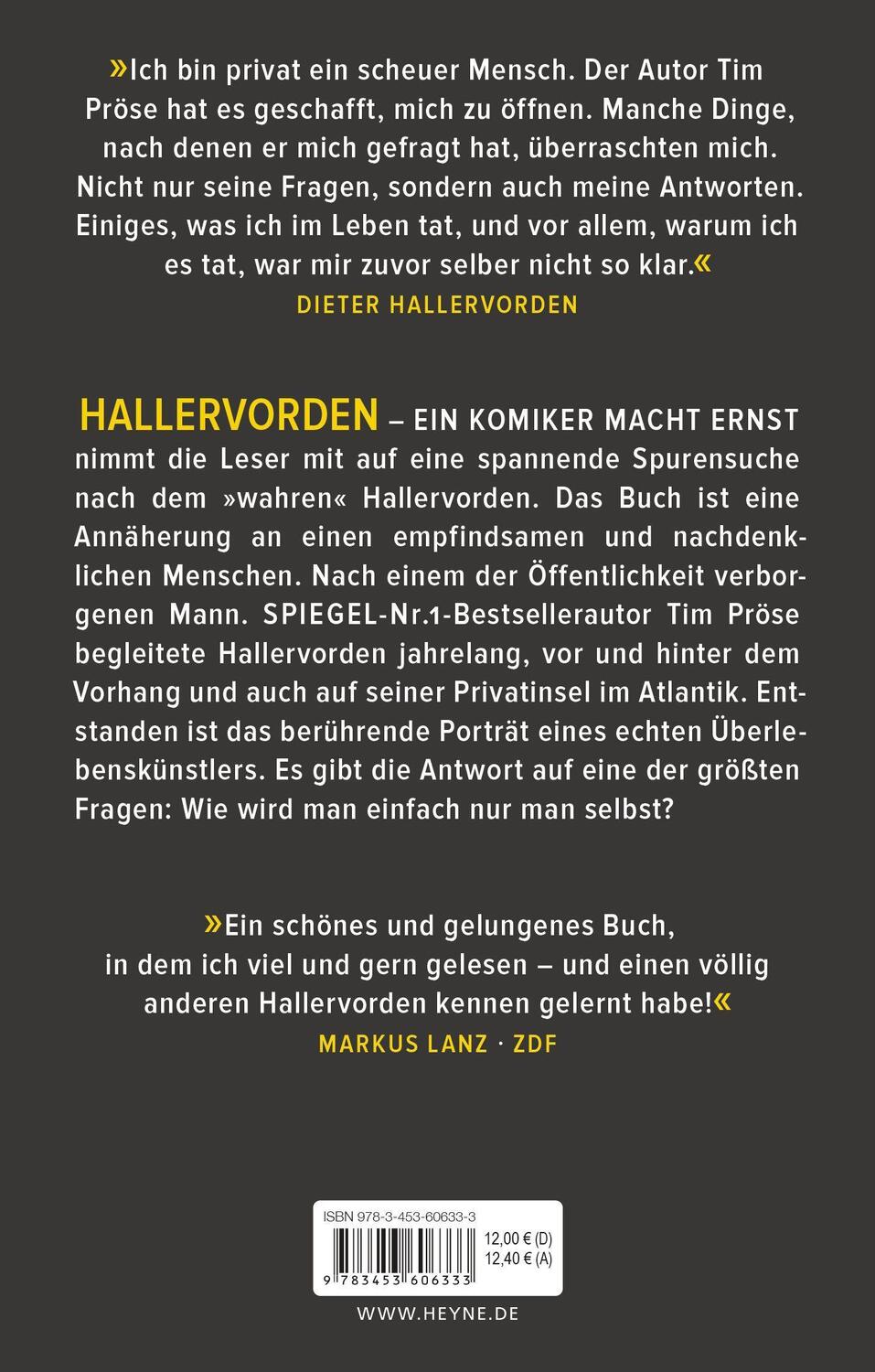 Bild: 9783453606333 | Hallervorden | Ein Komiker macht Ernst | Tim Pröse | Taschenbuch