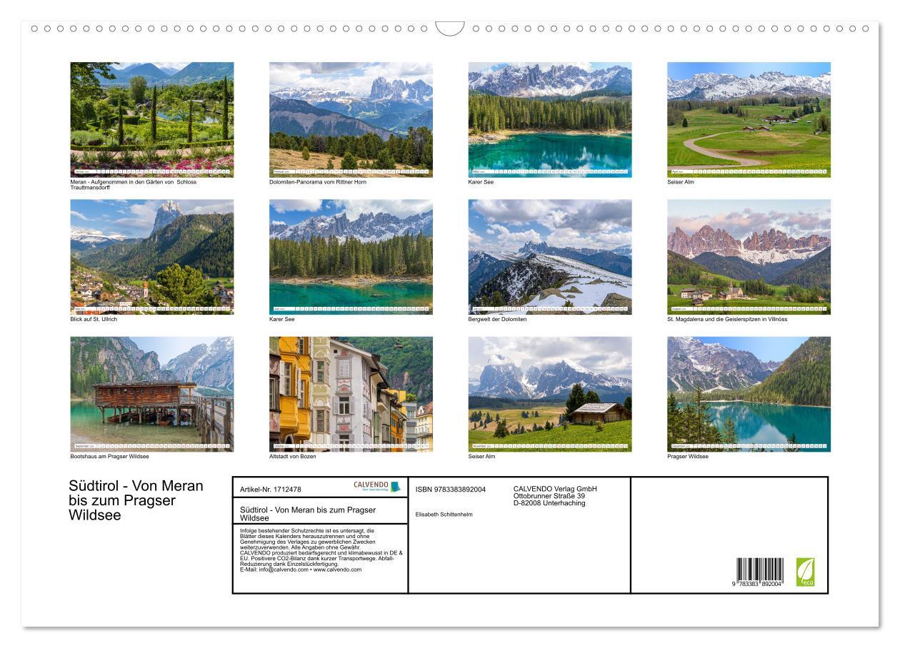 Bild: 9783383892004 | Südtirol - Von Meran bis zum Pragser Wildsee (Wandkalender 2025 DIN...