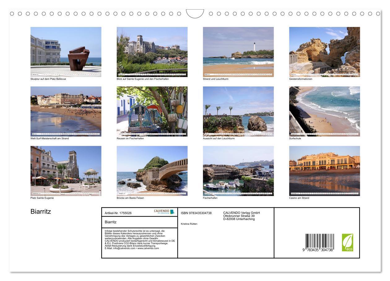 Bild: 9783435304738 | Biarritz (Wandkalender 2025 DIN A3 quer), CALVENDO Monatskalender