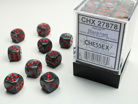 Cover: 601982026189 | Velvet® 12mm d6 Black/red Dice Block™ (36 dice) | deutsch | Chessex