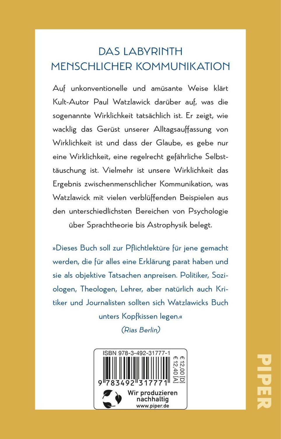 Rückseite: 9783492317771 | Wie wirklich ist die Wirklichkeit? | Wahn, Täuschung, Verstehen | Buch