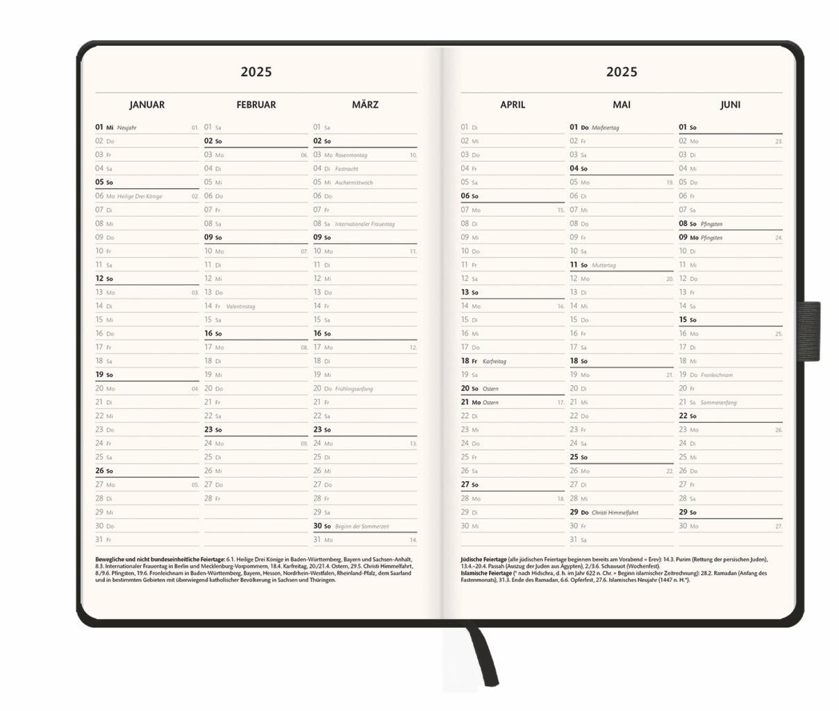 Bild: 9783756408122 | Kombitimer schwarz mittel 2025 | Heye | Buch | Bürokalender Heye