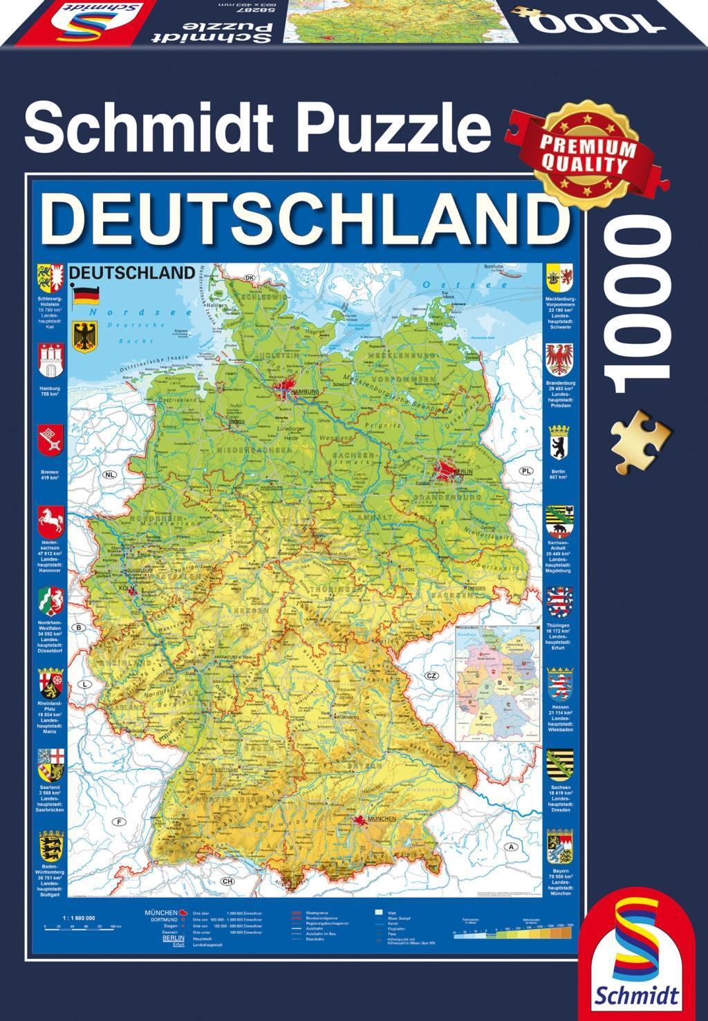 Cover: 4001504582876 | Deutschlandkarte, 1.000 Teile Puzzle | Spiel | Deutsch | 2017