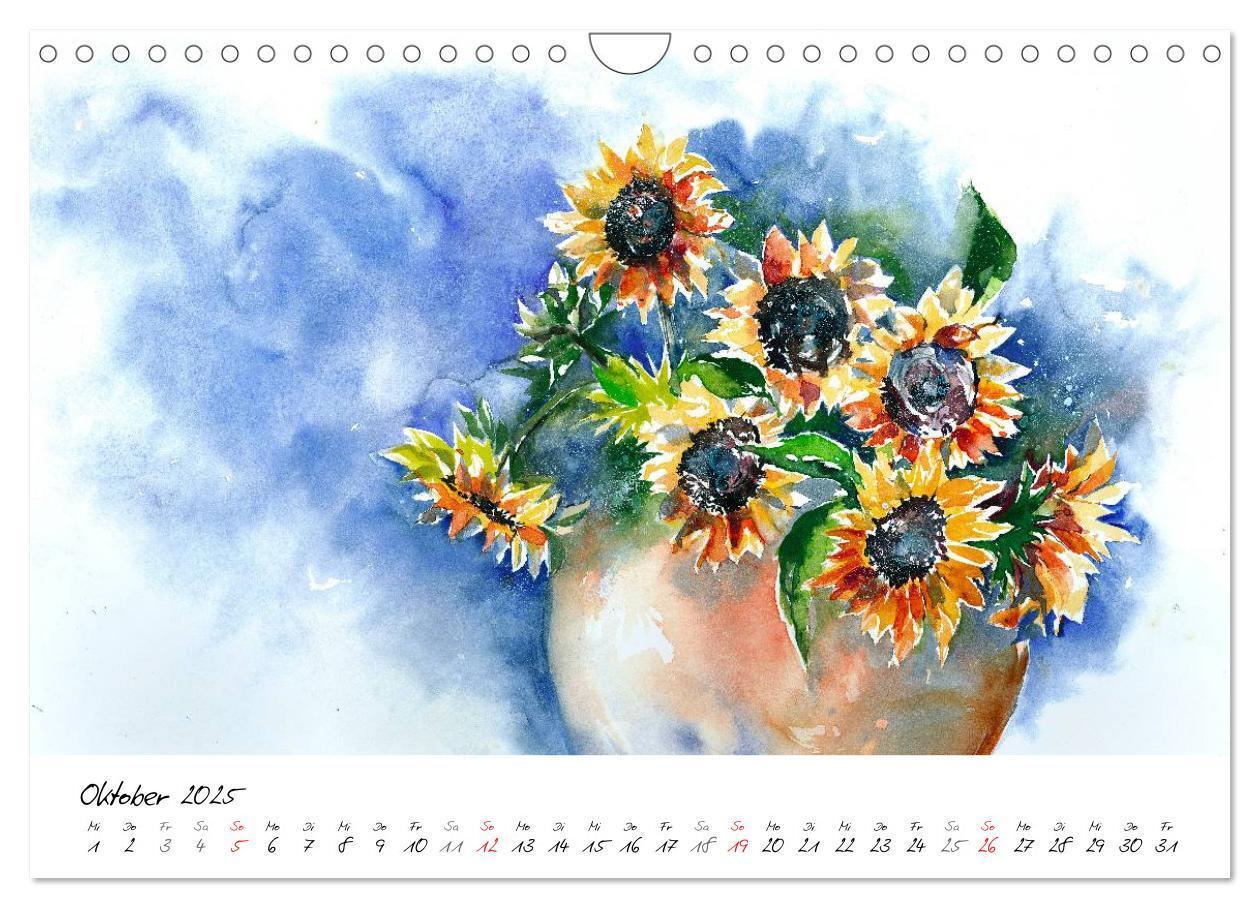 Bild: 9783435502851 | Blumen Blüten Aquarelle (Wandkalender 2025 DIN A4 quer), CALVENDO...