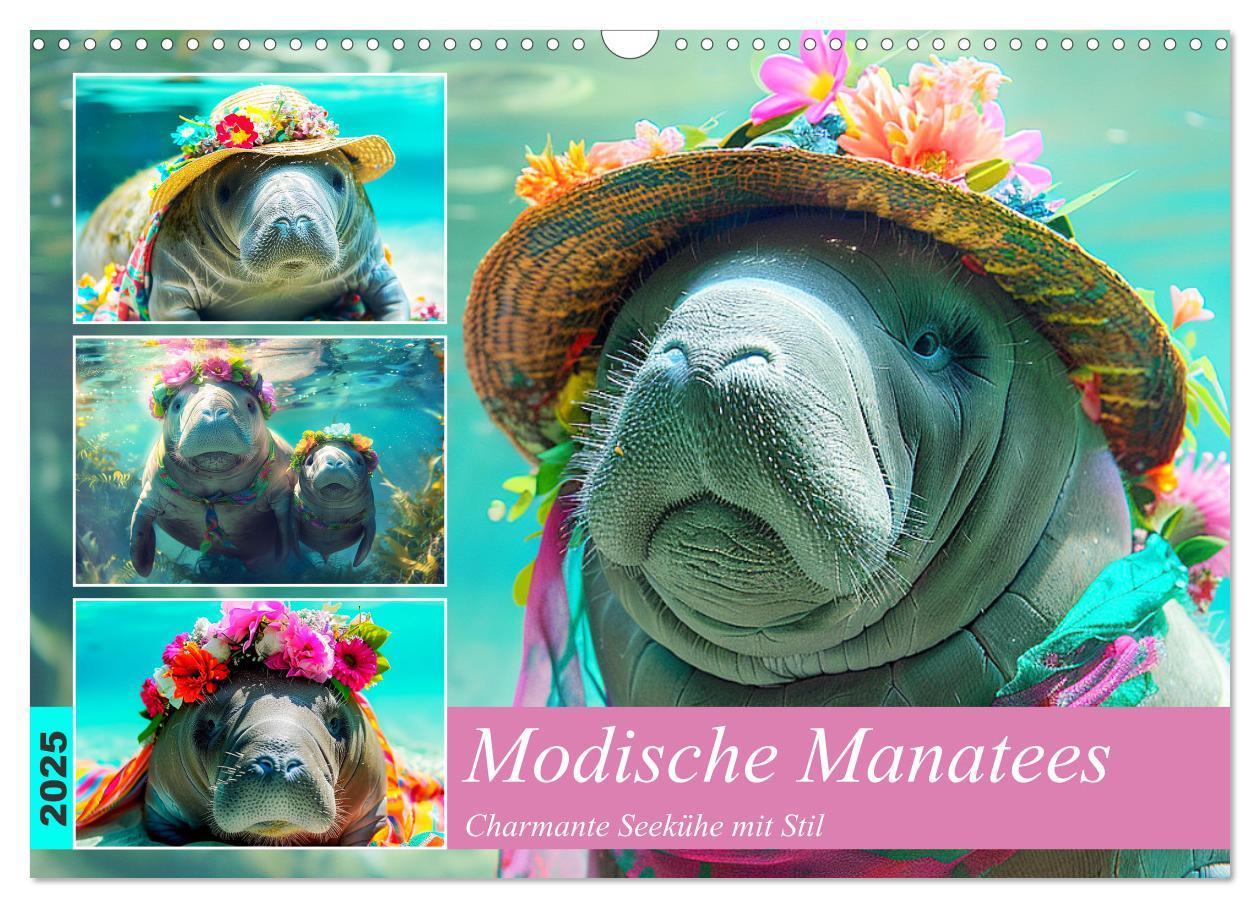 Cover: 9783435468966 | Modische Manatees. Charmante Seekühe mit Stil (Wandkalender 2025...