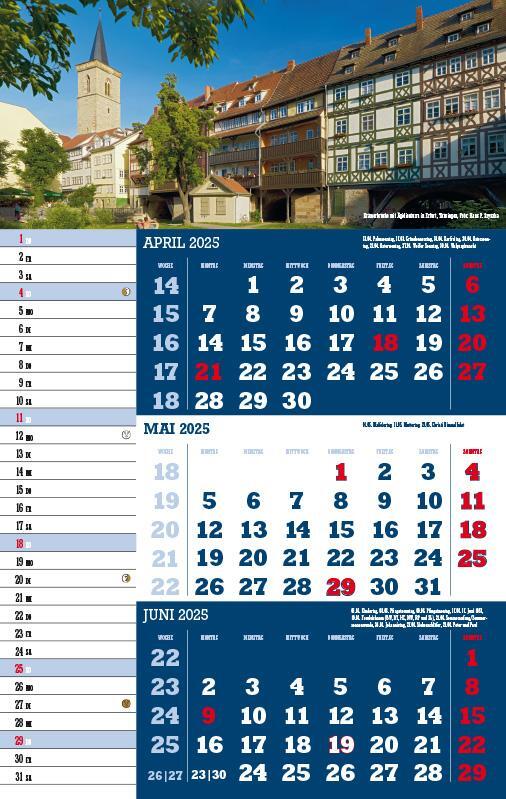 Bild: 9783957561381 | Drei-Monatskalender Deutschland 2025 | Jörg Neubert | Kalender | 2025