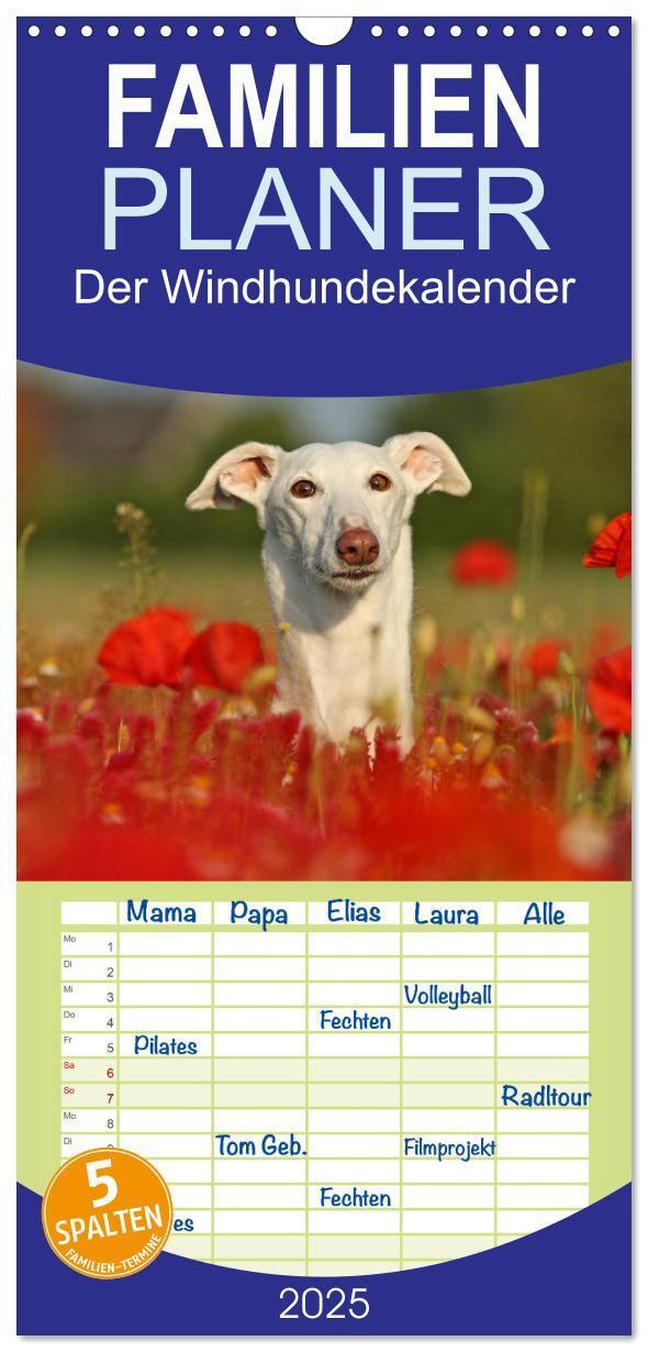 Cover: 9783457112526 | Familienplaner 2025 - Der Windhundekalender mit 5 Spalten...