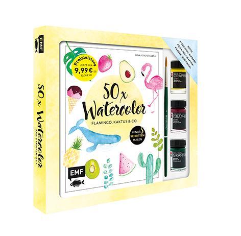 Cover: 9783960936015 | 50 x Watercolor - Flamingo, Kaktus &amp; Co. - Starter-Set - Sonderausgabe