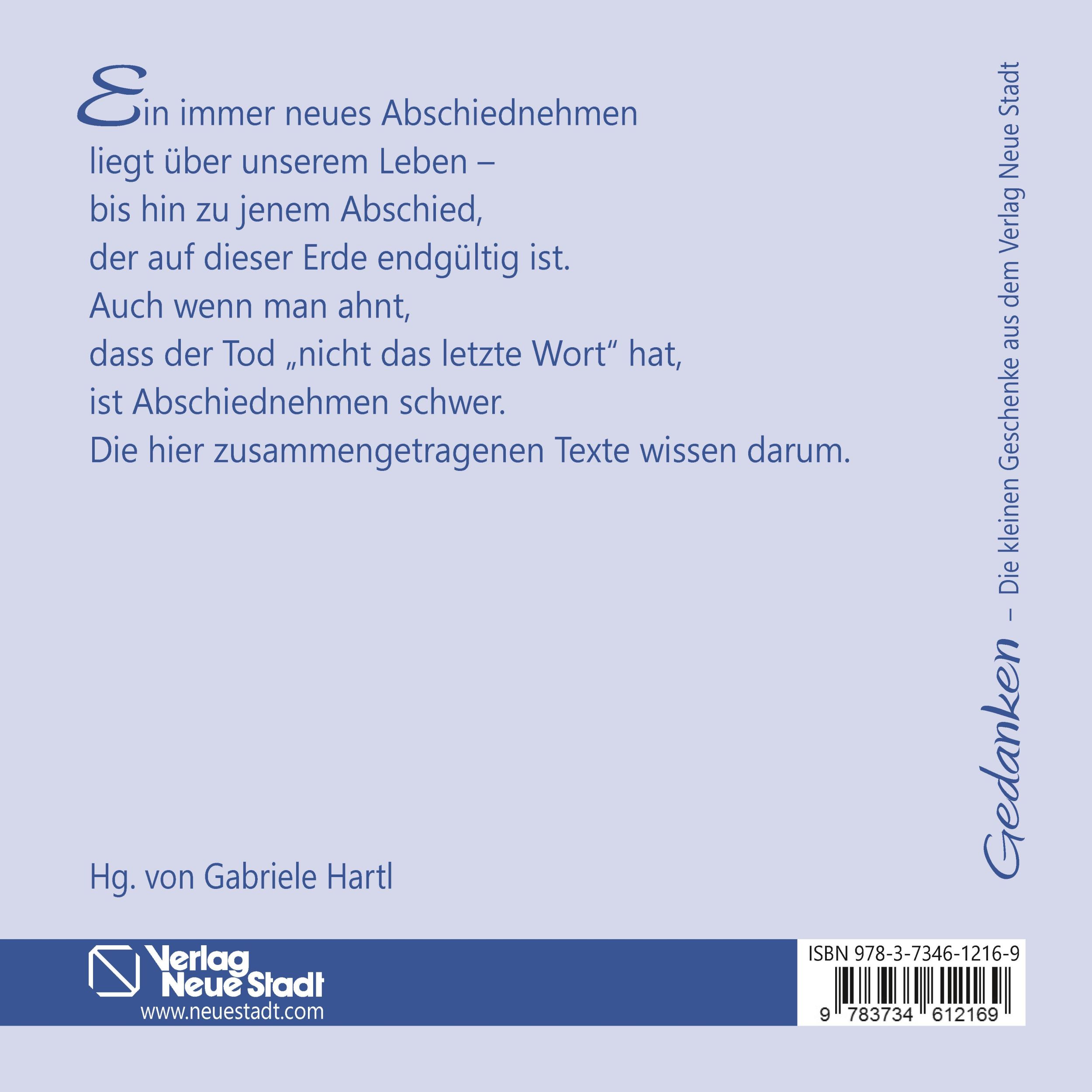 Rückseite: 9783734612169 | ... über das Abschiednehmen | Gedanken | Gabriele Hartl | Taschenbuch