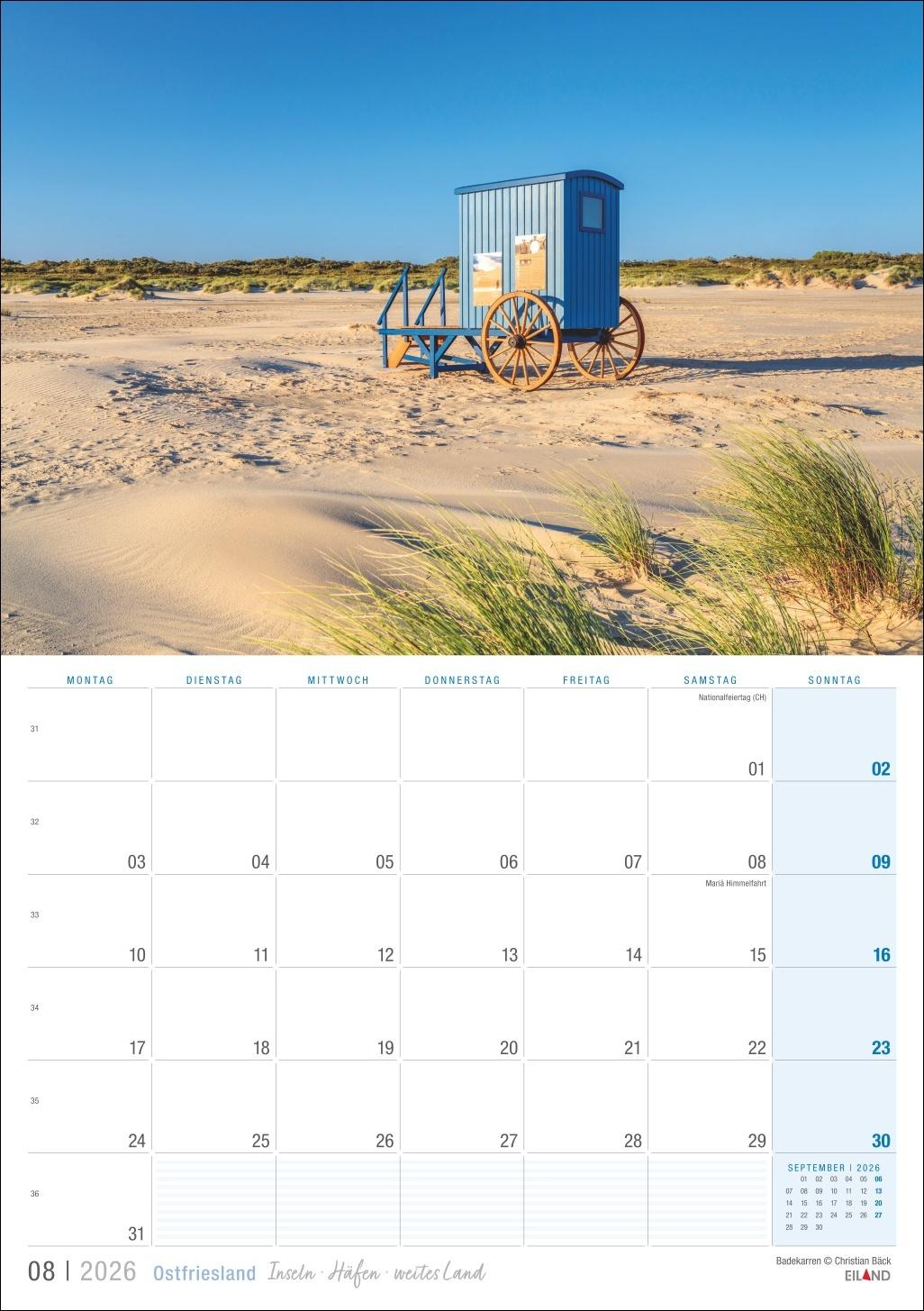 Bild: 9783964023926 | Ostfriesland Kalender 2026 - Inseln · Häfen · weites Land | Eiland