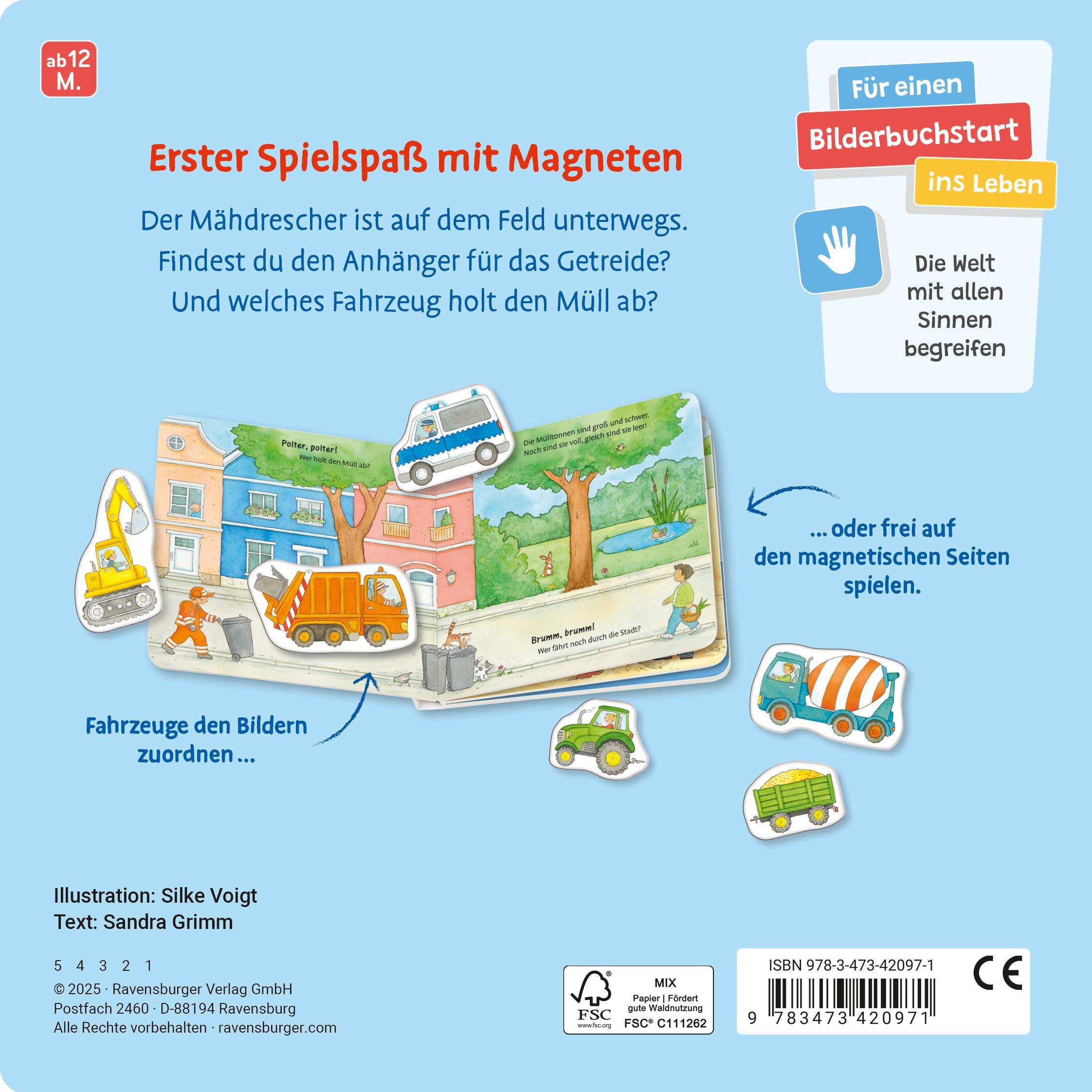 Rückseite: 9783473420971 | Mein erstes Magnetbuch: Was fährt wo? Fahrzeuge - Magnet-Spielbuch...