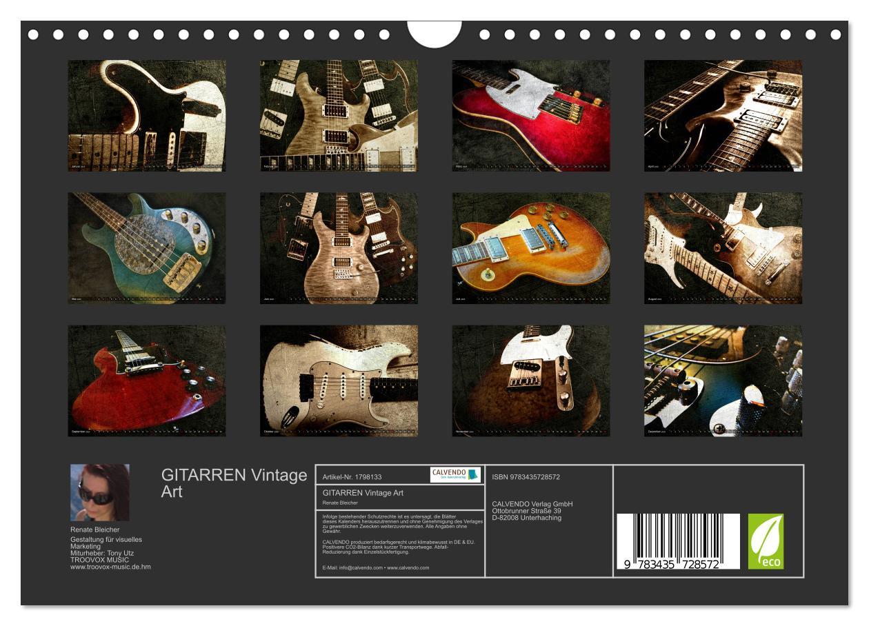 Bild: 9783435728572 | GITARREN Vintage Art (Wandkalender 2025 DIN A4 quer), CALVENDO...