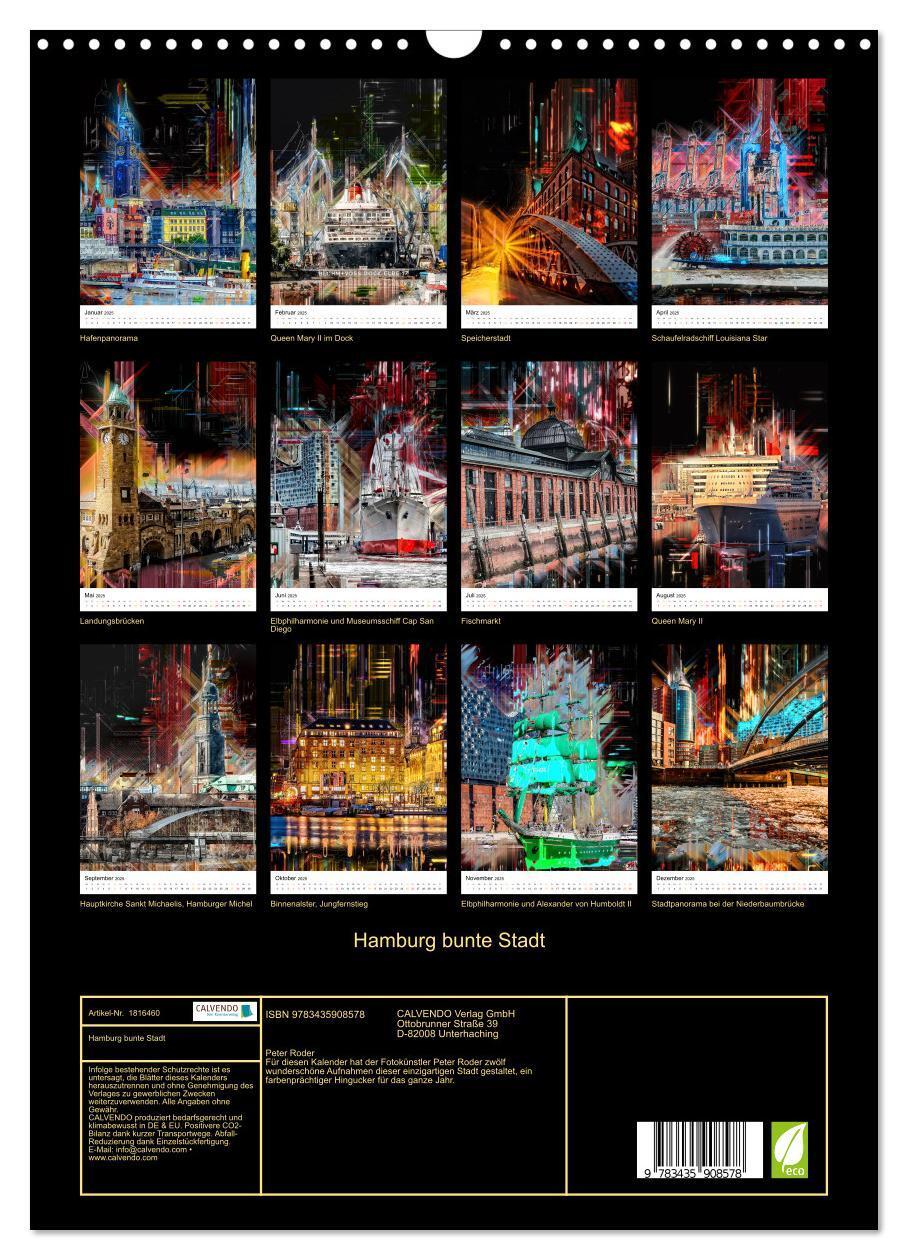 Bild: 9783435908578 | Hamburg bunte Stadt (Wandkalender 2025 DIN A3 hoch), CALVENDO...