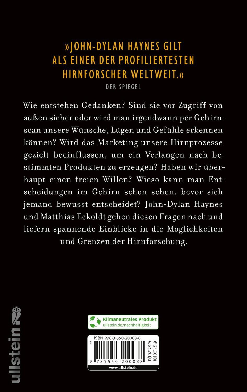 Rückseite: 9783550200038 | Fenster ins Gehirn | John-Dylan Haynes (u. a.) | Buch | 304 S. | 2021