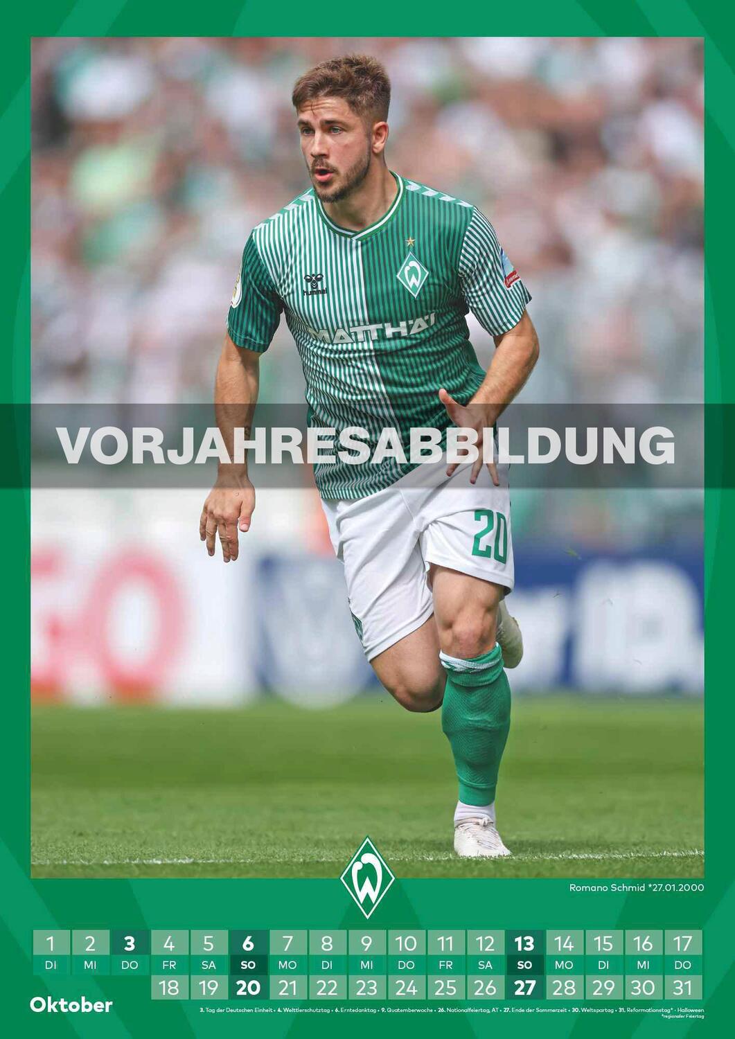 Bild: 4002725994493 | Werder Bremen 2025 - A3-Kalender - Fußball-Kalender - Fan-Kalender...