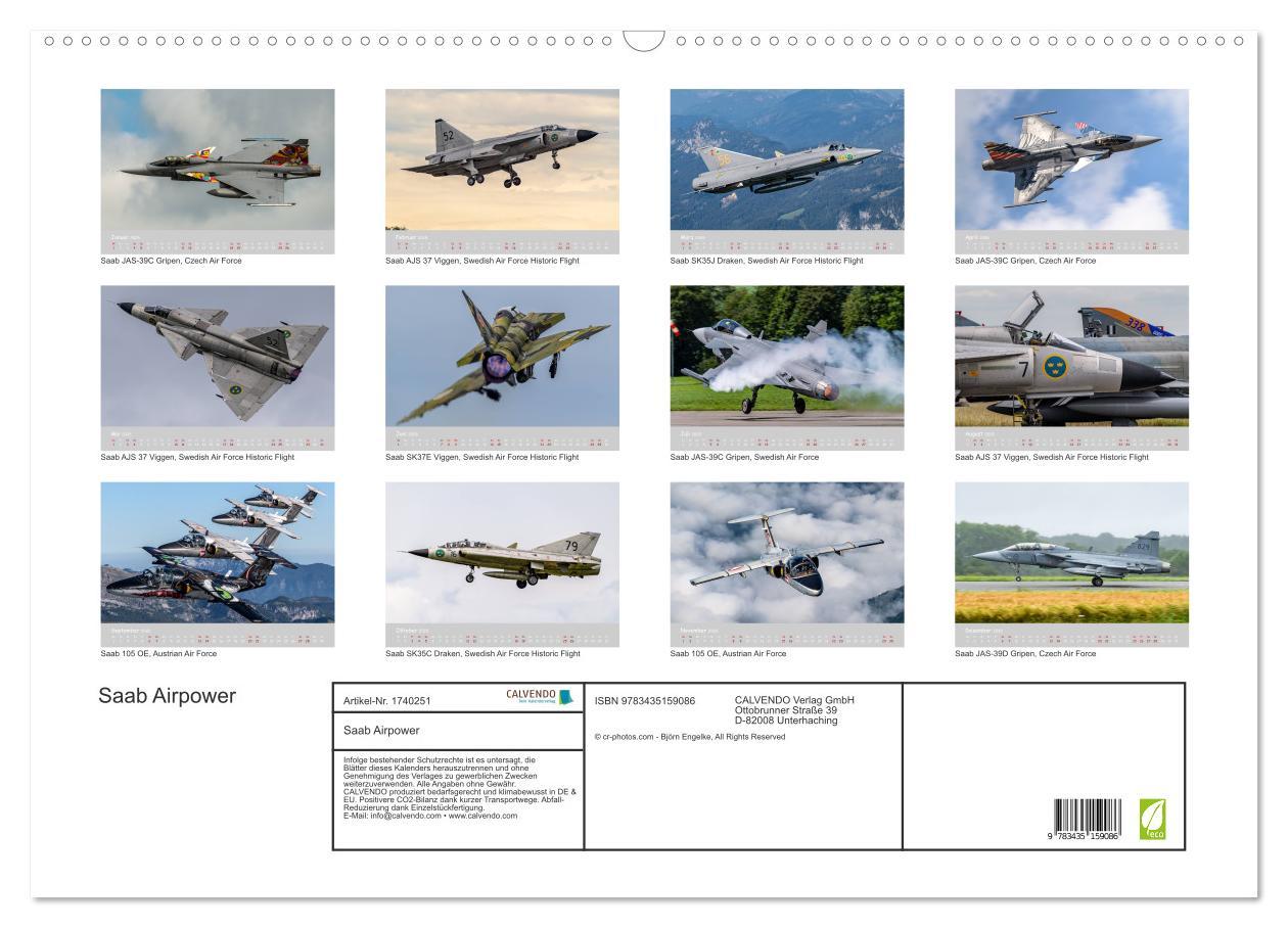 Bild: 9783435159086 | Saab Airpower (Wandkalender 2025 DIN A2 quer), CALVENDO Monatskalender