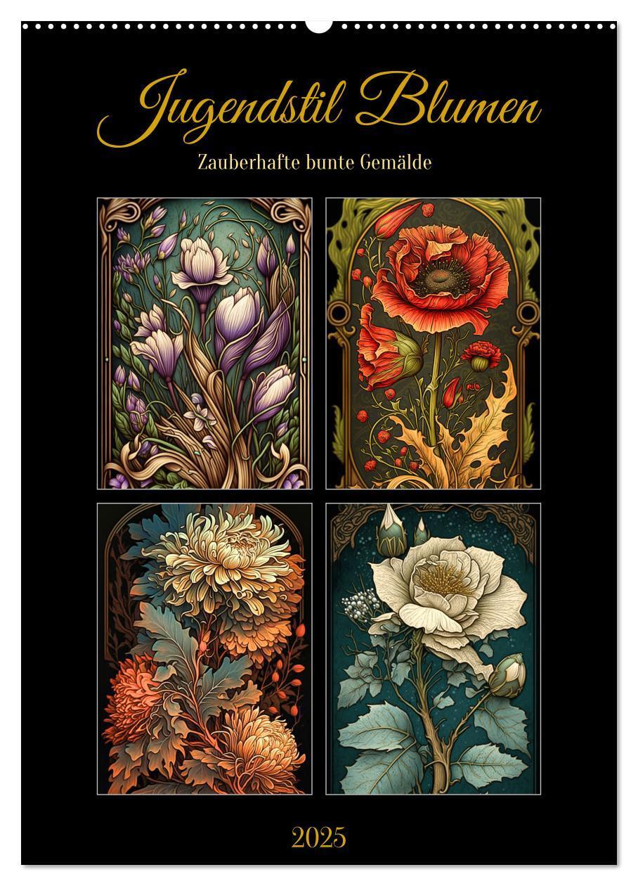 Cover: 9783435873869 | Jugendstil Blumen (Wandkalender 2025 DIN A2 hoch), CALVENDO...