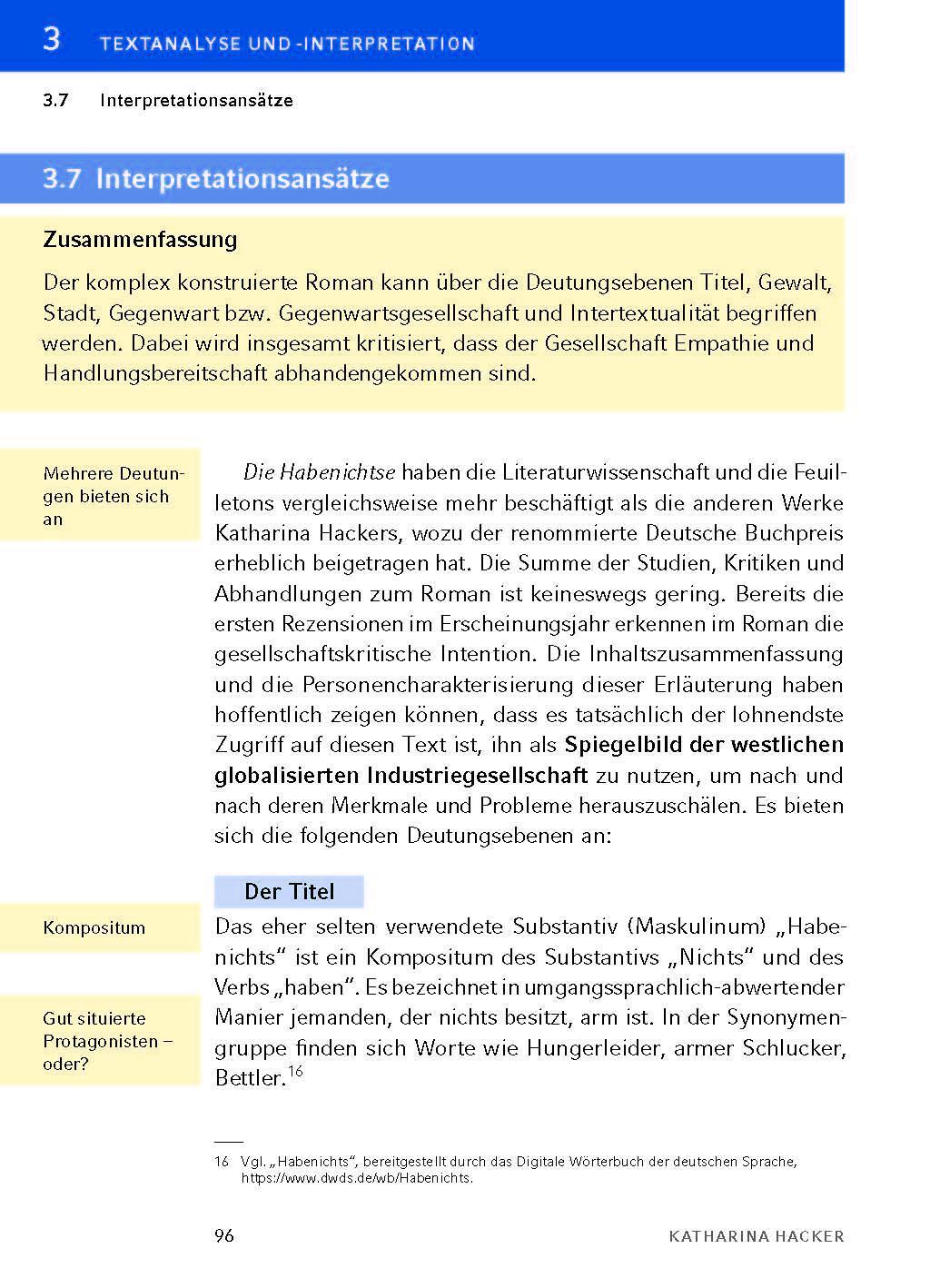 Bild: 9783804420649 | Die Habenichtse - Textanalyse und Interpretation | Katharina Hacker