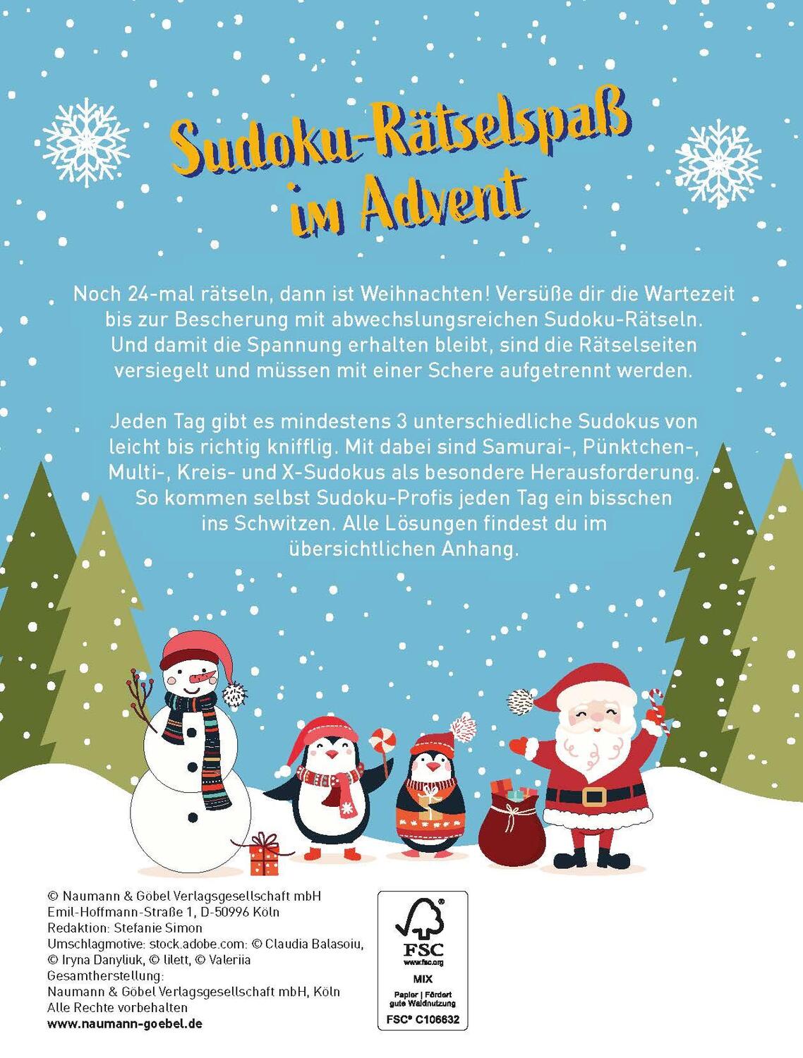 Rückseite: 9783625194521 | Sudoku Adventskalender | Taschenbuch | 108 S. | Deutsch