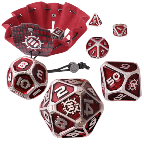 Cover: 637836621866 | ENHANCE Tabletop Collectors Edition 7pc Metal RPG Dice Set Red