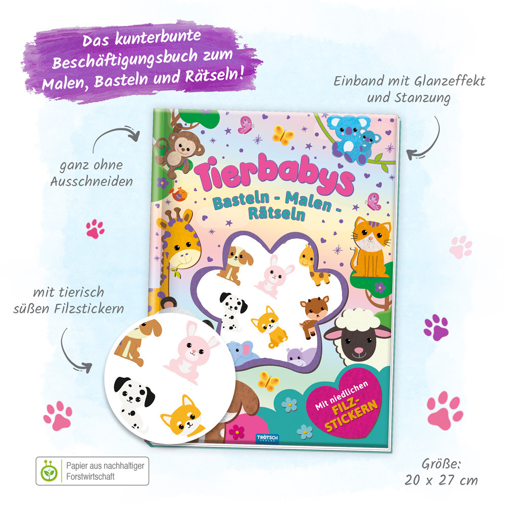 Bild: 9783988021021 | Trötsch Beschäftigungsbuch Malbuch Bastelbuch Tierbabys | Verlag