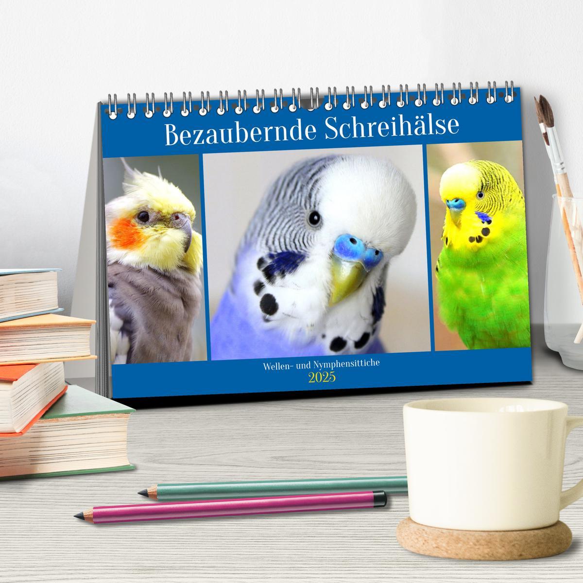 Bild: 9783435025725 | Bezaubernde Schreihälse. Wellen- und Nymphensittiche (Tischkalender...