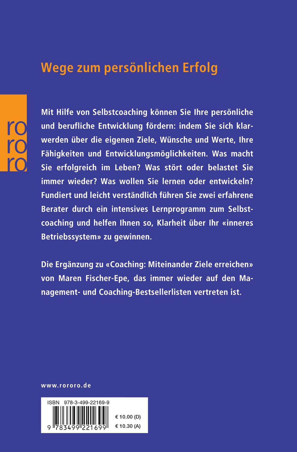 Rückseite: 9783499622830 | Selbstcoaching | Maren Fischer-Epe (u. a.) | Taschenbuch | Sachbuch